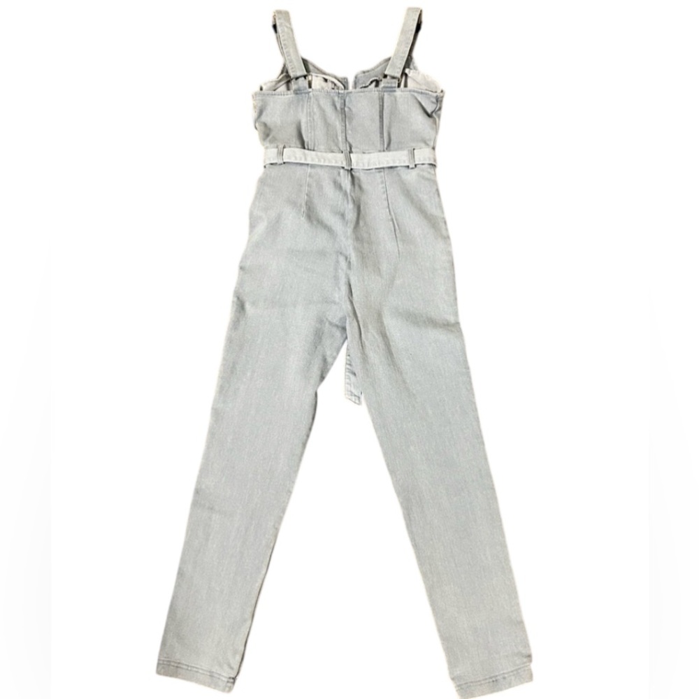 IRIS Basic Womens Denim Jumpsuit Blue Size M Belted Casual One Piece - Picture 3 of 16